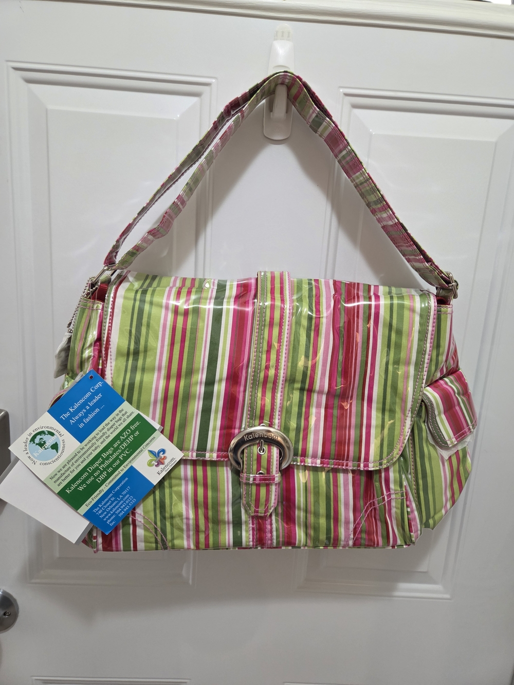Striped Pink & Green Shoulder Bag
